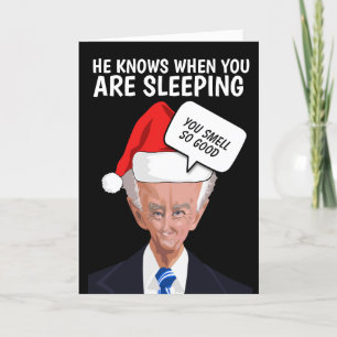 CARTES POUR FÊTES ANNUELLES DÉPLAISANTE JOE BIDEN SNIFF CHRISTMAS GREETING CAR