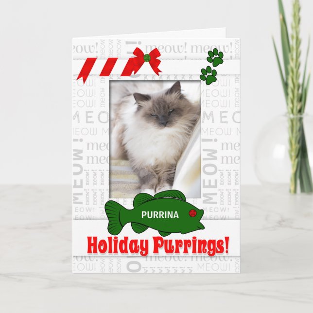 Cartes Pour Fêtes Annuelles depuis les ronronnements de vacances de chat Photo (Devant)
