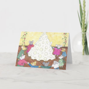 Cartes Pour Fêtes Annuelles Des souris autour d'un arbre de Noël au fromage
