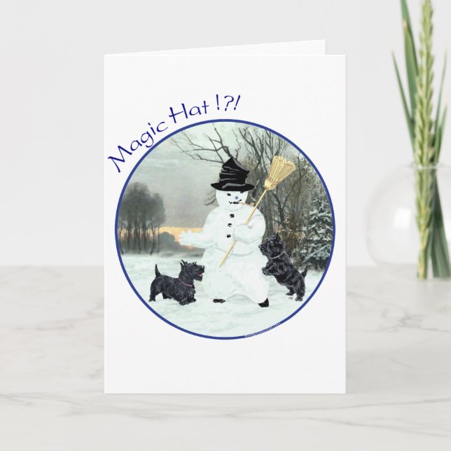 Cartes Pour Fêtes Annuelles Des Terriers écossais construisent un bonhomme de  (Devant)