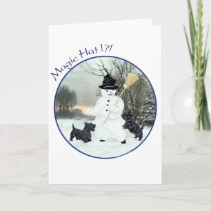 Cartes Pour Fêtes Annuelles Des Terriers écossais construisent un bonhomme de 
