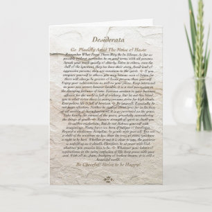 Cartes Pour Fêtes Annuelles DESIDERATA Poème sur Moonstone