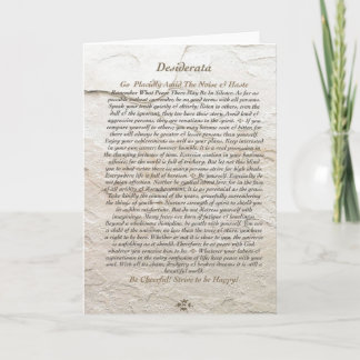 Cartes Pour Fêtes Annuelles DESIDERATA Poème sur Moonstone