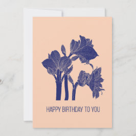 Cartes Pour Fêtes Annuelles Design avec amaryllis fleurs ligne art.