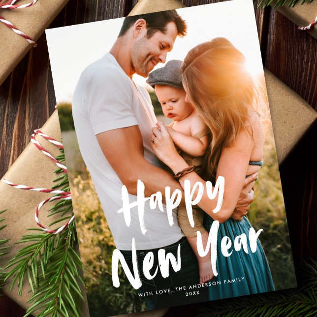 Cartes Pour Fêtes Annuelles Design Chic moderne Joyeux Nouvel An Une photo (Créateur téléchargé)