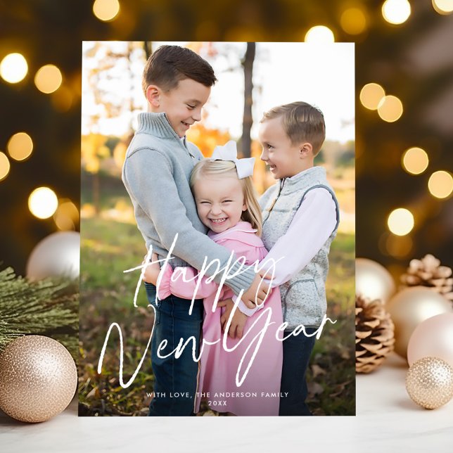 Cartes Pour Fêtes Annuelles Design Chic moderne Joyeux Nouvel An Une photo (Créateur téléchargé)
