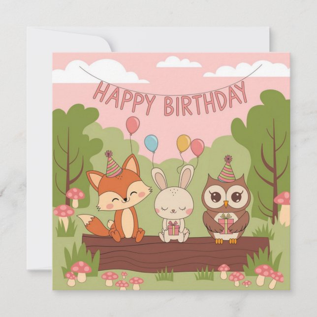 Cartes Pour Fêtes Annuelles Design d'anniversaire des enfants mignons avec ren (Devant)