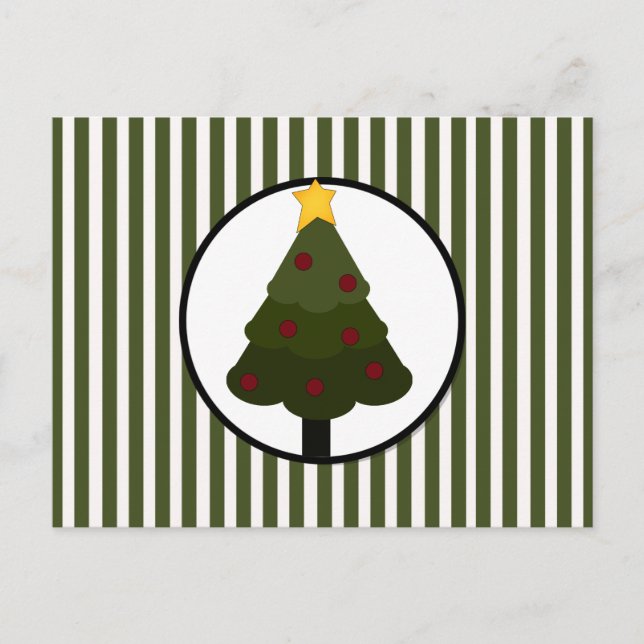 Cartes Pour Fêtes Annuelles Design d'arbre de Noël sur les bandes vertes (Devant)