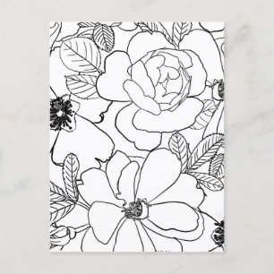Cartes Pour Fêtes Annuelles Design de dessin élégant Rose Floral Line