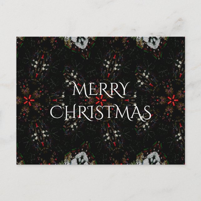 Cartes Pour Fêtes Annuelles Design de fleurs kaléidoscopiques rouge noir et bl (Devant)