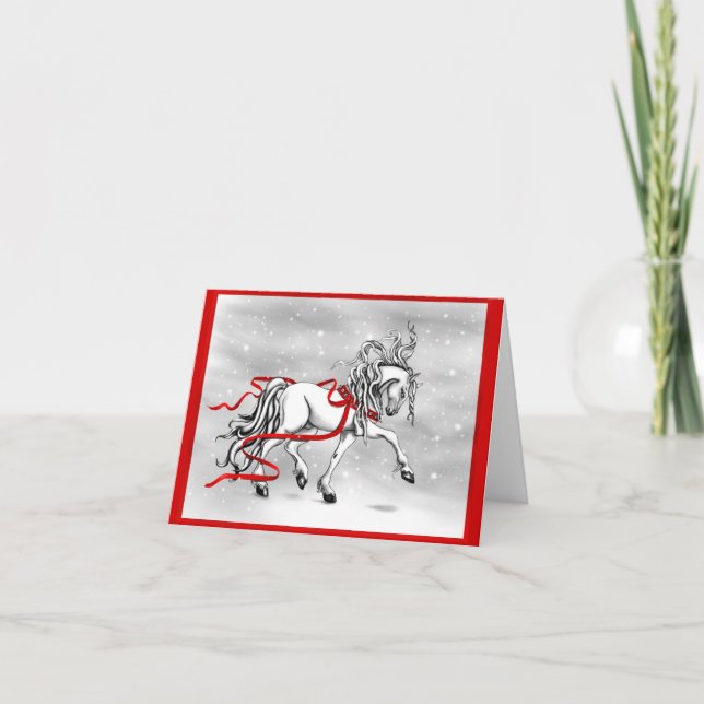 Cartes Pour Fêtes Annuelles Design de Noël de l'étalon blanc (Devant)