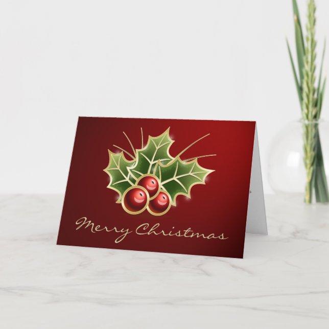 Cartes Pour Fêtes Annuelles Design de Noël Holly Berry (Devant)