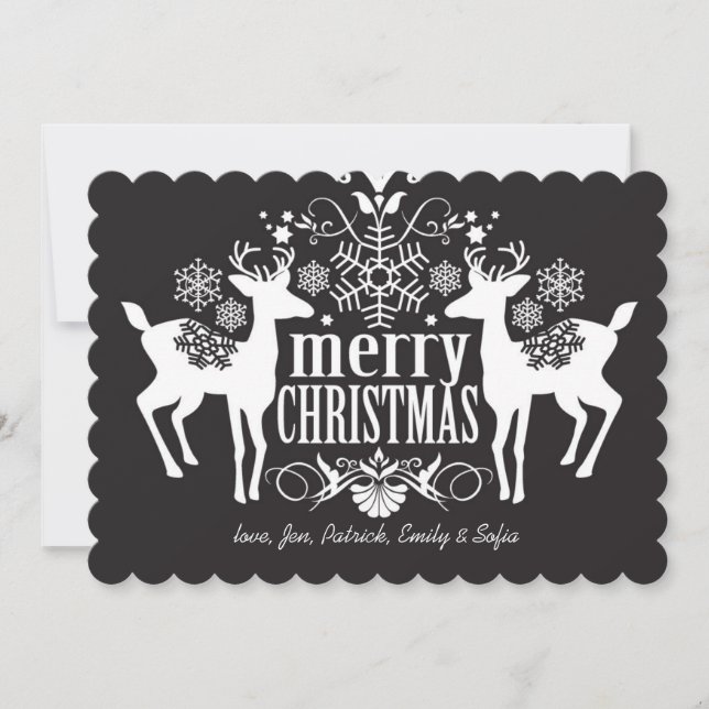 Cartes Pour Fêtes Annuelles Design de Noël noir et blanc (Devant)