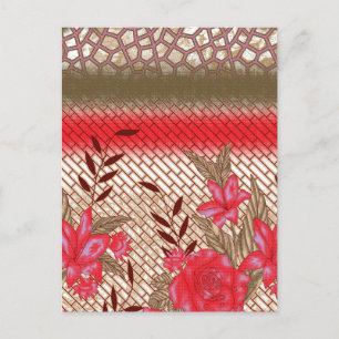 Cartes Pour Fêtes Annuelles Design de tissu complexe avec motifs floraux