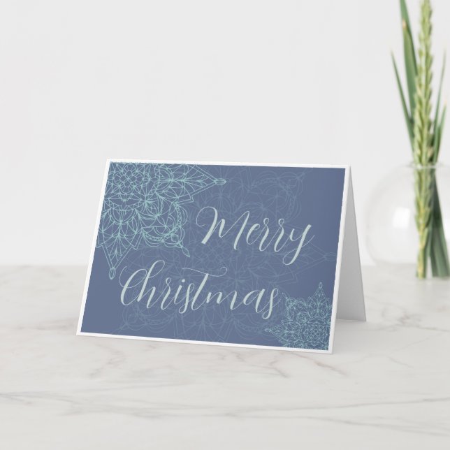 Cartes Pour Fêtes Annuelles Design élégant de flocon de neige en bleu (Devant)