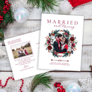 Cartes Pour Fêtes Annuelles Design élégant marié moderne photo de couple Noël