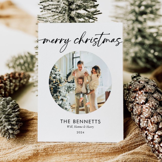 Cartes Pour Fêtes Annuelles Design moderne photo ronde de Noël (Créateur téléchargé)