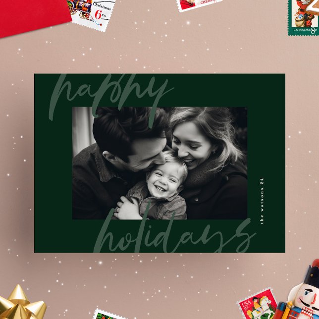 Cartes Pour Fêtes Annuelles design moderne photo verte heureux (Créateur téléchargé)