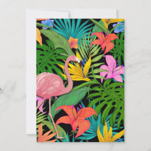 Cartes Pour Fêtes Annuelles Design tropical coloré - feuilles flamands et palm