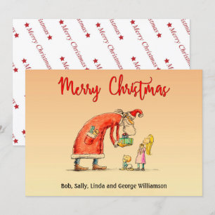 Cartes Pour Fêtes Annuelles Dessin amusant Père Noël livre des cadeaux Noël