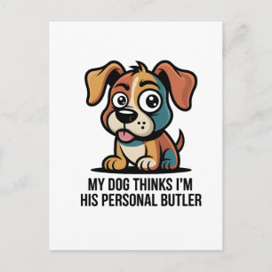 Cartes Pour Fêtes Annuelles Dessin animé citation drôle de chien majordome