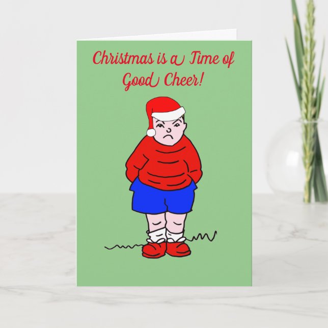 Cartes Pour Fêtes Annuelles Dessin animé de bonne humeur de Noël (Devant)