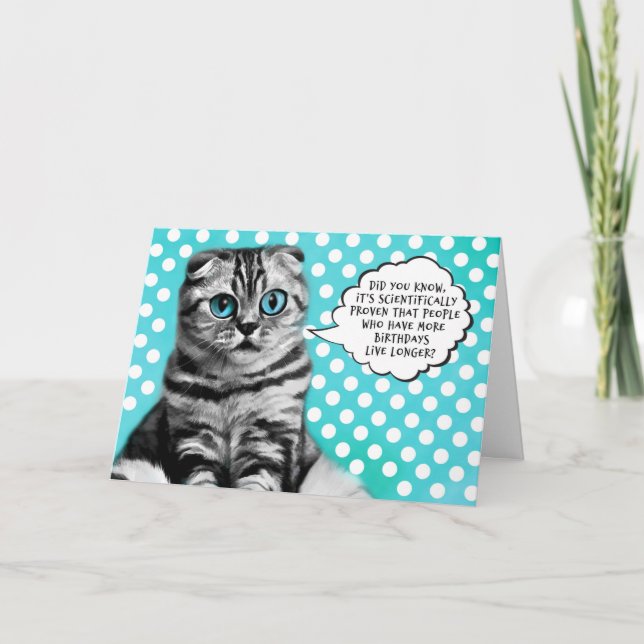 Cartes Pour Fêtes Annuelles Dessin animé drôle de chat d'anniversaire et blagu (Devant)