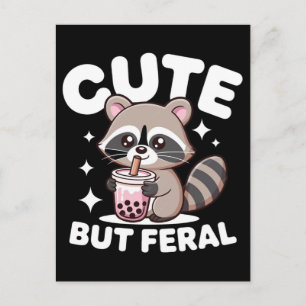 Cartes Pour Fêtes Annuelles Dessin animé d'un raton laveur mignon mais sauvage
