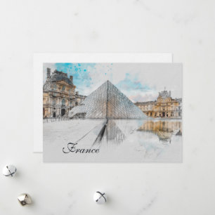 Cartes Pour Fêtes Annuelles Dessin aquarelle du Louvre Paris, France