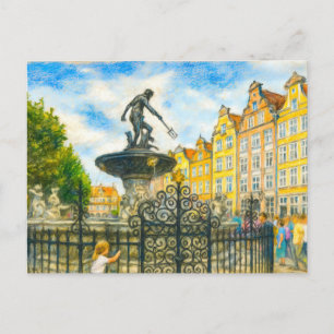 Cartes Pour Fêtes Annuelles Dessin au pastel du bassin de Neptune de Dantzig s