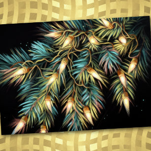 Cartes Pour Fêtes Annuelles Dessin aux pastels durs de guirlande lumineuse de