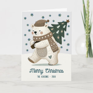 Cartes Pour Fêtes Annuelles Dessin d'arbre de Noël d'ours mignon Noël