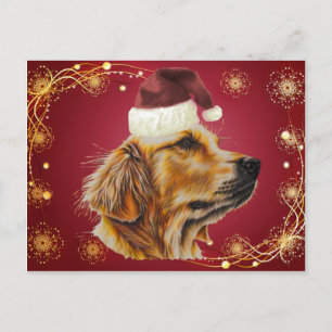Cartes Pour Fêtes Annuelles Dessin de golden retriever avec le casquette de