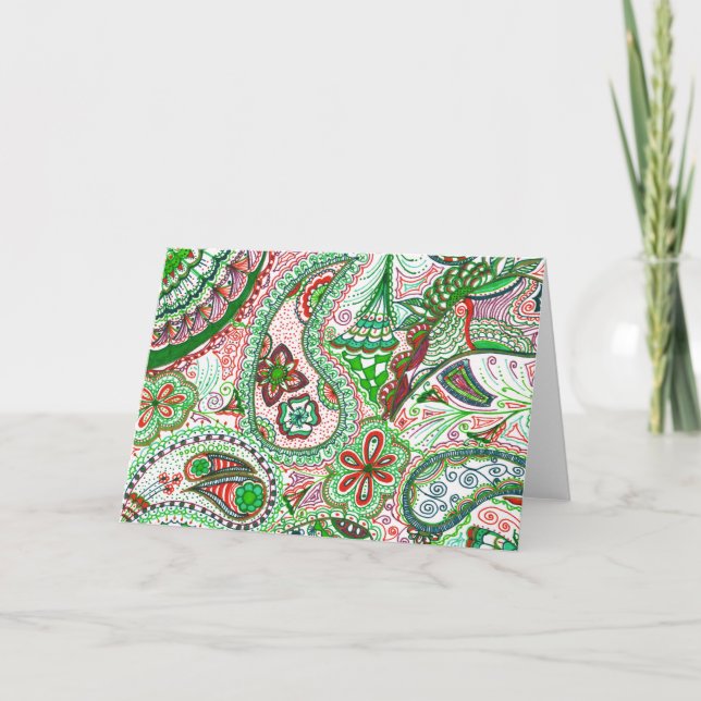 Cartes Pour Fêtes Annuelles Dessin de Paisley - Noël captivant (Devant)
