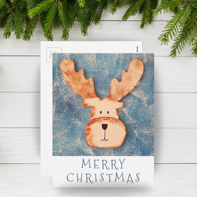 Cartes Pour Fêtes Annuelles Dessin Der Head Reindeer Joyeux Noël (Créateur téléchargé)