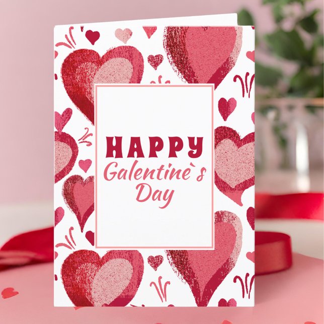 Cartes Pour Fêtes Annuelles Dessin du coeur rouge Bonne Saint-Galentin (Créateur téléchargé)