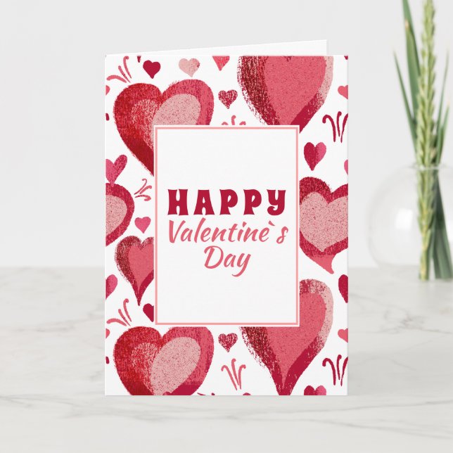 Cartes Pour Fêtes Annuelles Dessin du coeur rouge Bonne Saint Valentin (Devant)
