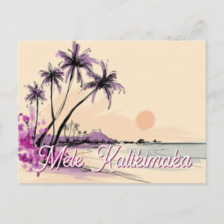 Cartes Pour Fêtes Annuelles Dessin Floral Hawaii Mele Kalikimaka