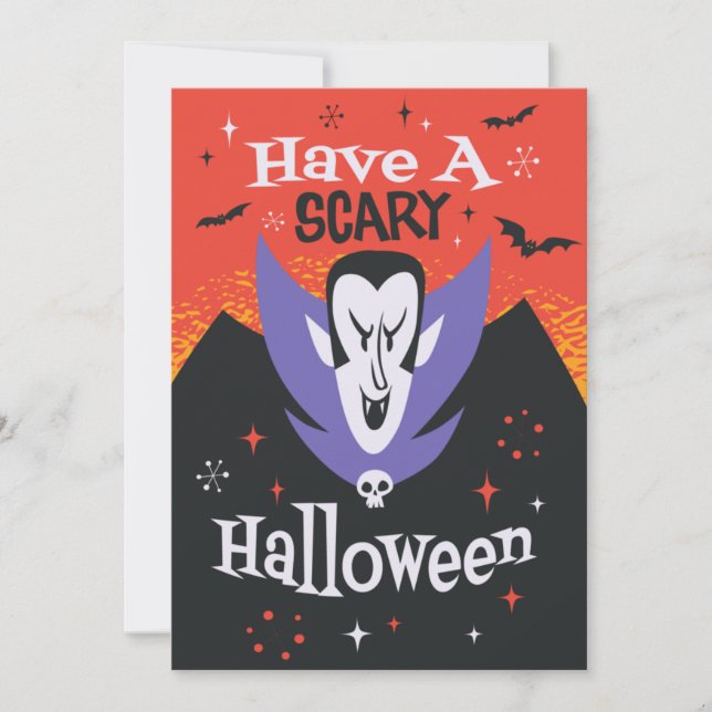 CARTES POUR FÊTES ANNUELLES DESSIN HALLOWEEN VAMPIRE (Devant)