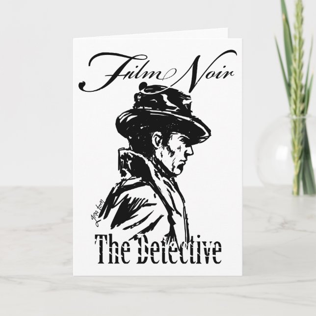 Cartes Pour Fêtes Annuelles Détective Noir de film (Devant)