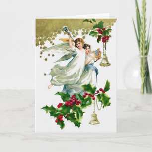 Cartes Pour Fêtes Annuelles Deux anges avec cloches Noël