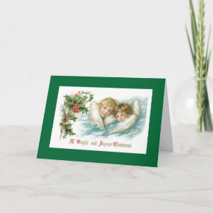 Cartes Pour Fêtes Annuelles Deux anges de Noël pour enfants victoriens