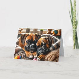 Cartes Pour Fêtes Annuelles Deux Boxers, Un Cœur : Une Vallée Parfaitement Paw