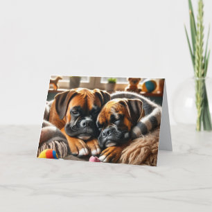 Cartes Pour Fêtes Annuelles Deux Boxers, Un Cœur : Une Vallée Parfaitement Paw