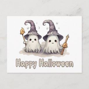 Cartes Pour Fêtes Annuelles Deux chapeaux de sorcières fantômes Joyeux Hallowe