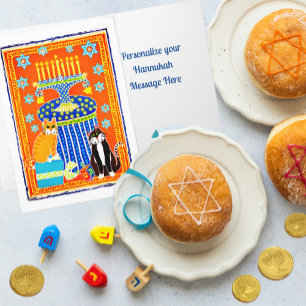 Cartes Pour Fêtes Annuelles Deux chats célèbrent les vacances personnalisées H