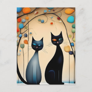 Cartes Pour Fêtes Annuelles Deux chats charmants