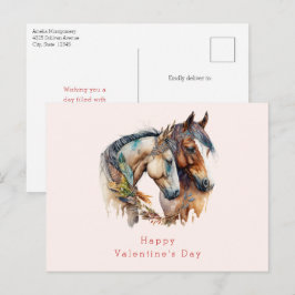 Cartes Pour Fêtes Annuelles Deux chevaux avec décor de plume Saint-Valentin