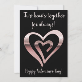 Cartes Pour Fêtes Annuelles Deux coeurs rose or noir Saint Valentin