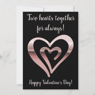 Cartes Pour Fêtes Annuelles Deux coeurs rose or noir Saint Valentin